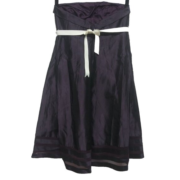 Vera Wang Womens Cocktail Dress Sz 10 Strapless Violet Purple bow fit flare EUC - Picture 5 of 11